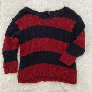 Maroon and navy mid sleeve knitted shirt/shirt.